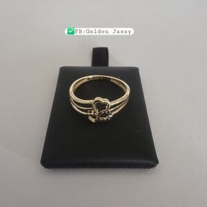 18K Real Gold Heart Ring 6.5